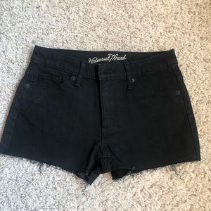 Black denim shorts